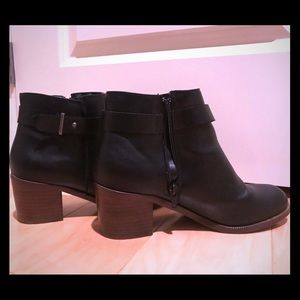 Black leather booties